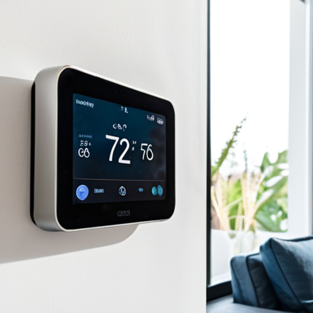 Smart Thermostat in a Modern Home**
"A smart thermostat (e.g., Nest or Ecobee) mounted on a clean, white wall in a modern living room. The room has comfortable furniture, a large window with natural light, and potted plants. A person in casual, everyday clothing is adjusting the thermostat. Fully clothed, appropriate attire, safe for work, perfect anatomy, natural proportions, professional, modest, family-friendly, high quality, detailed."
**