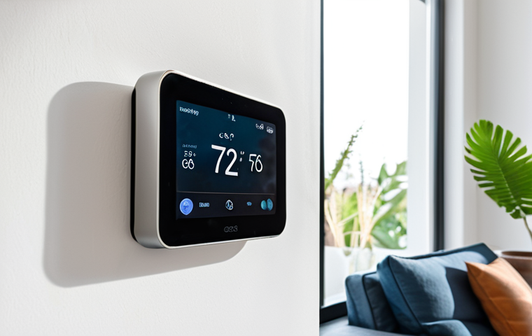 Smart Thermostat in a Modern Home**
"A smart thermostat (e.g., Nest or Ecobee) mounted on a clean, white wall in a modern living room. The room has comfortable furniture, a large window with natural light, and potted plants. A person in casual, everyday clothing is adjusting the thermostat. Fully clothed, appropriate attire, safe for work, perfect anatomy, natural proportions, professional, modest, family-friendly, high quality, detailed."
**