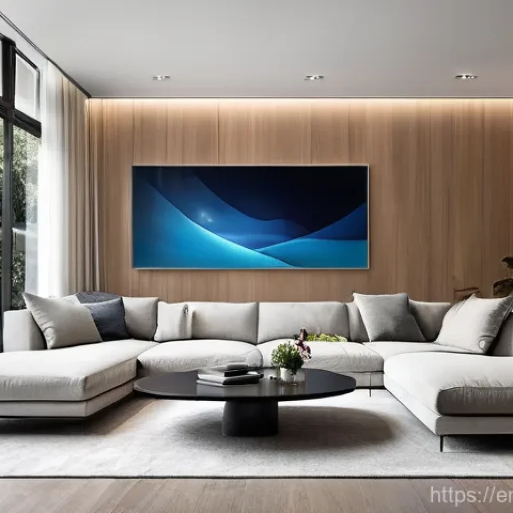 스마트 홈 개선을 위한 디자인 아이디어 - **Prompt: "A sleek, minimalist living room in a modern home, bathed in soft, natural morning light f...