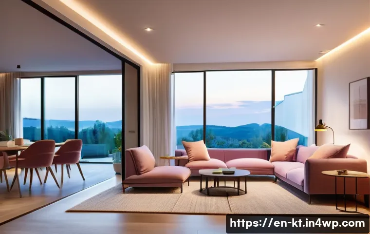스마트 홈 기기 개요 및 선택 가이드 - **Prompt: Harmonious Smart Home Living with Integrated Lighting**
"A cozy, modern living room at...