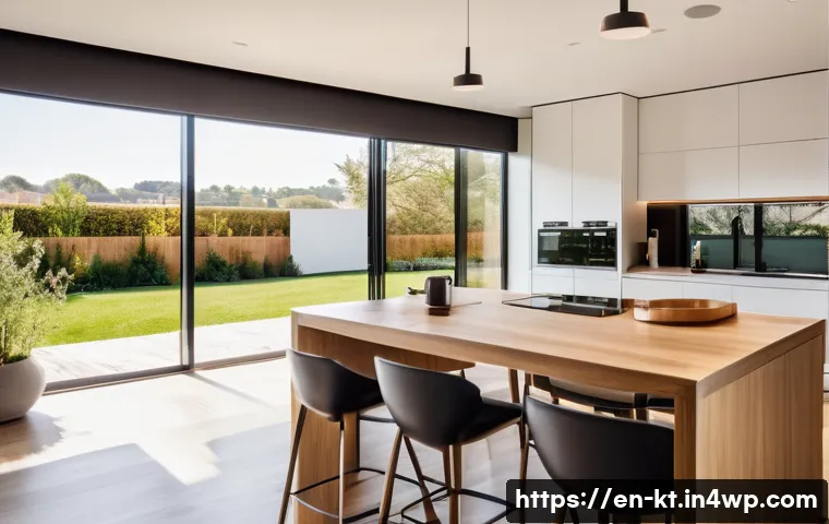 기술 통합 생활환경 디자인의 사회적 가치 - A modern smart home interior at morning light showcasing seamless automation: a cozy living room wit...